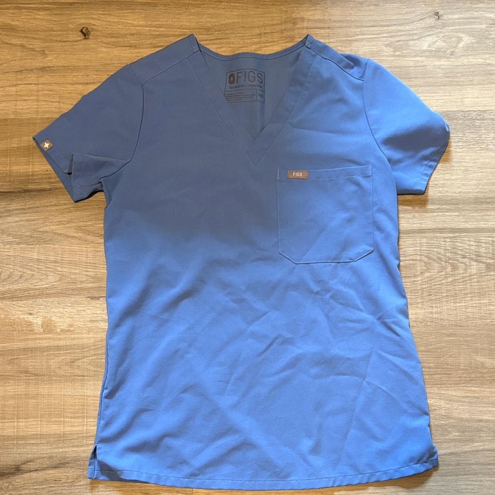 Figs Royal Blue V-Neck Scrub Top